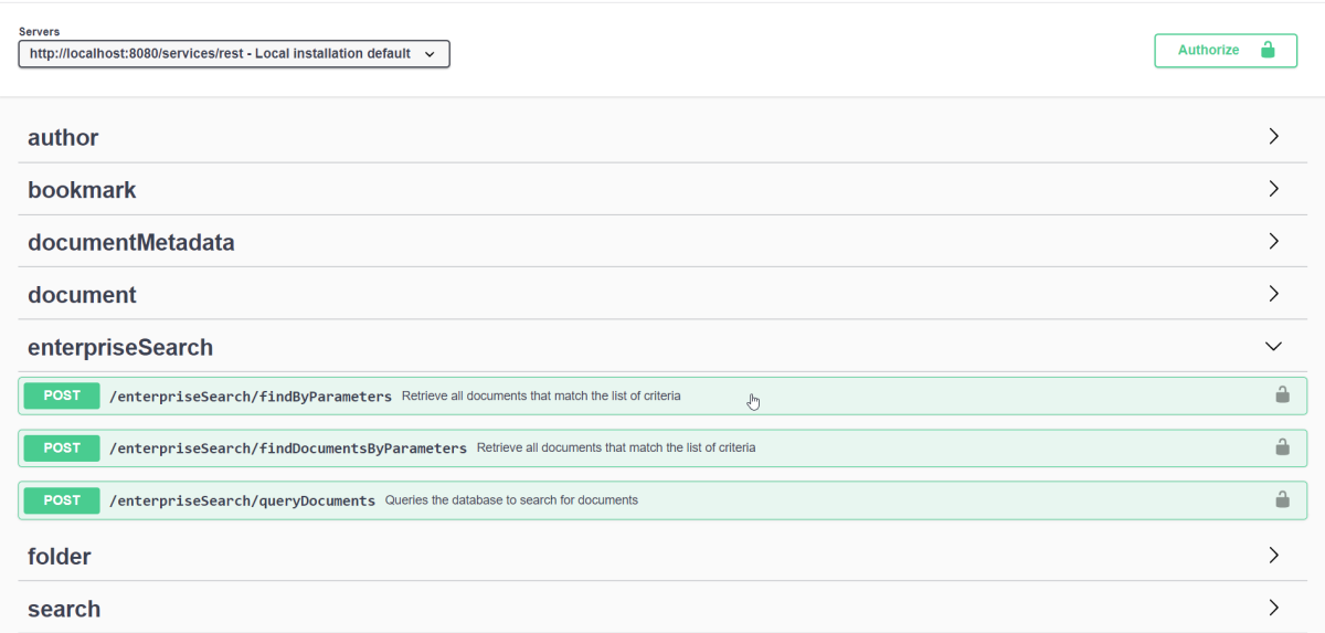 LogicalDOC 8.6 metodi del servizio web dell'API REST di ricerca aziendale