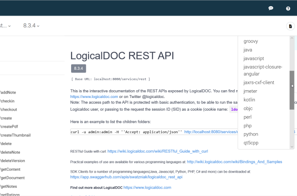 LogicalDOC REST API su SwaggerHub